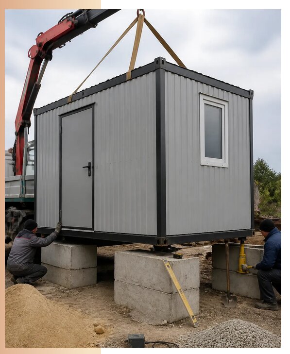 Установка бытовок на блоки под ключ с гарантией в Кохме
